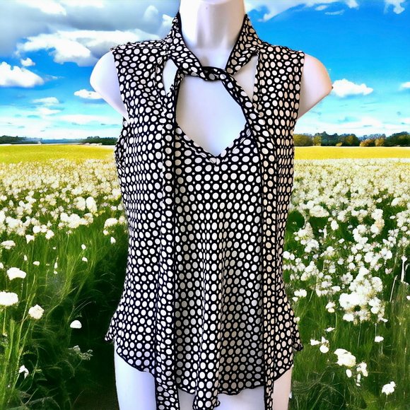 Urban Outfitters Sleeveless Top Blouse Poka Dot Neck Tie size medium - Picture 1 of 15